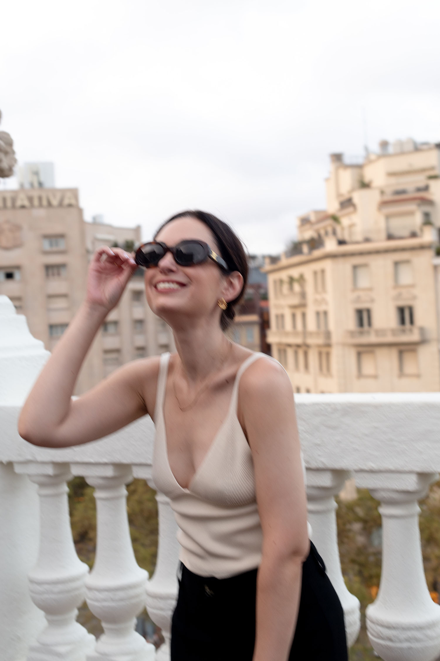 Coco & Voltaire - Celine Triomphe sunglasses, Zara top, Mejuri earrings
